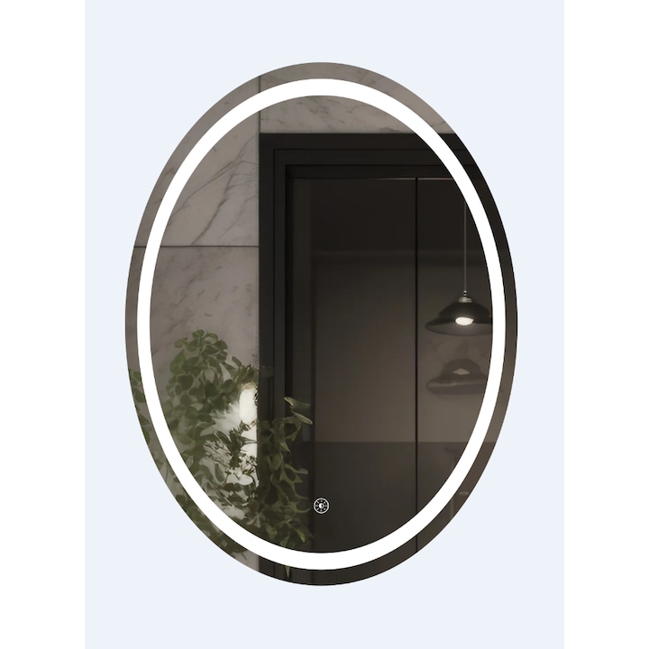 Oglinda baie Shine, ovala, 60X80 cm, iluminare led, buton touch