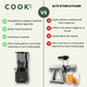 Storcator de fructe si legume COOK-IT Slowjuicer XL prin presare la rece, Putere 250W, Ax cu Melc, Anti picurare, Antioxidare, Rezervor 1L suc - Rezervor 900 ml pulpa, Pastreaza vitaminele si mineralele, Negru