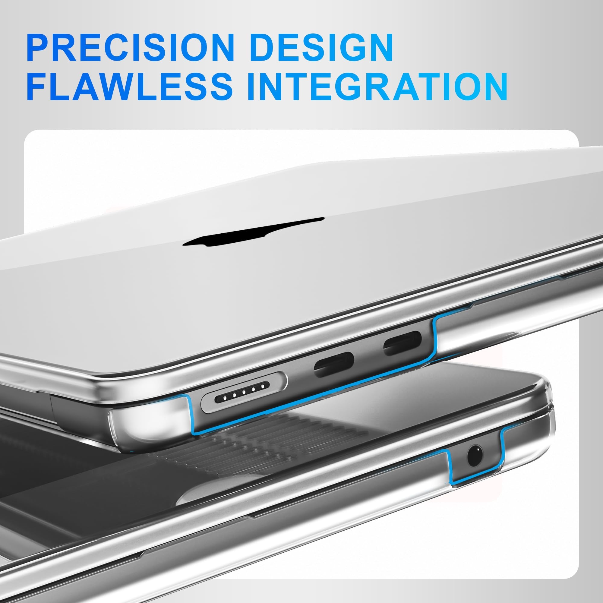 Husa de protectie pentru MacBook Air 13.6 inch, Omelivon®, set cu folie de protectie pentru tastatura si adaptor Type C la USB 3.0, potrivita pentru versiunile 2025, 2024, 2023, 2022, M4 M3 M2, A3240, A3113, A2681, transparent