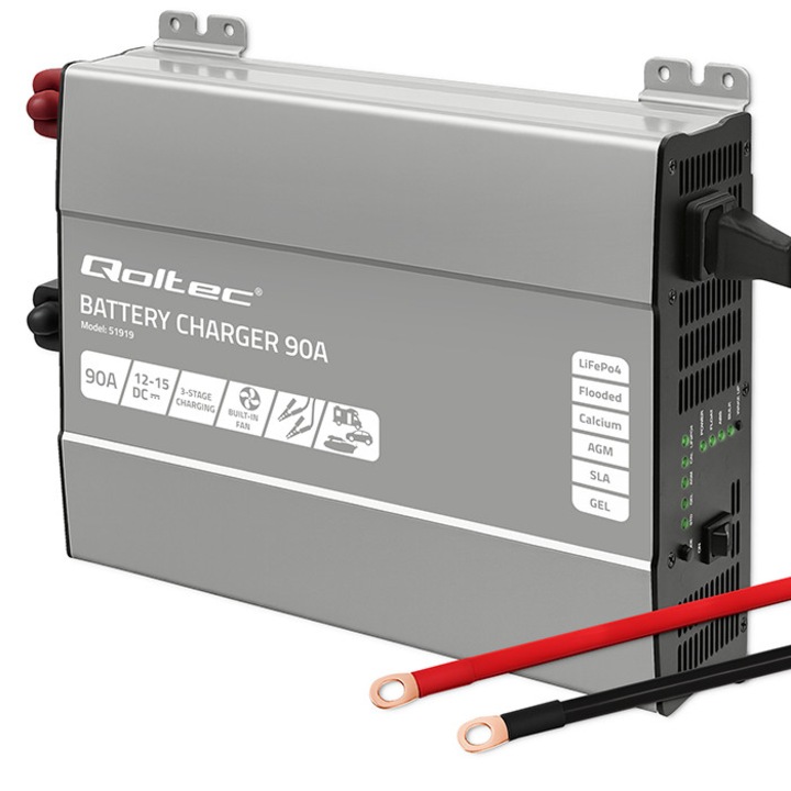 Redresor Auto Inteligent 12V/24V Incarcator Baterie Auto-Moto-Camion Qoltec Mentenanta Acumulator Tehnologie Puls Display LCD Protectii Multiple Optimizat Durata Lunga Viata Pornire Sigura Rapida Eficienta Maxima