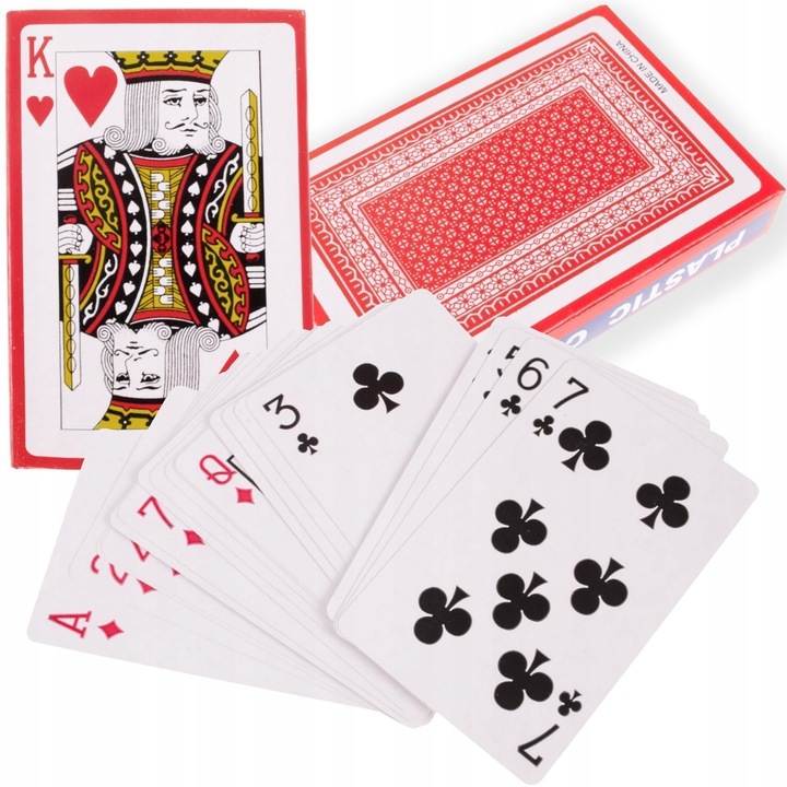 Póker játékkártya, przydasie, pl, 54-es csomag, piros műanyaggal borítva