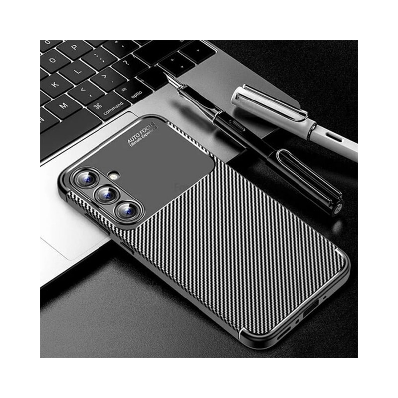 Husa Spate Upzz® Rugged Carbon Compatibila Cu Samsung Galaxy A16 4G / A16 5G, Protectie Sporita, Aspect Premium, Silicon, Negru