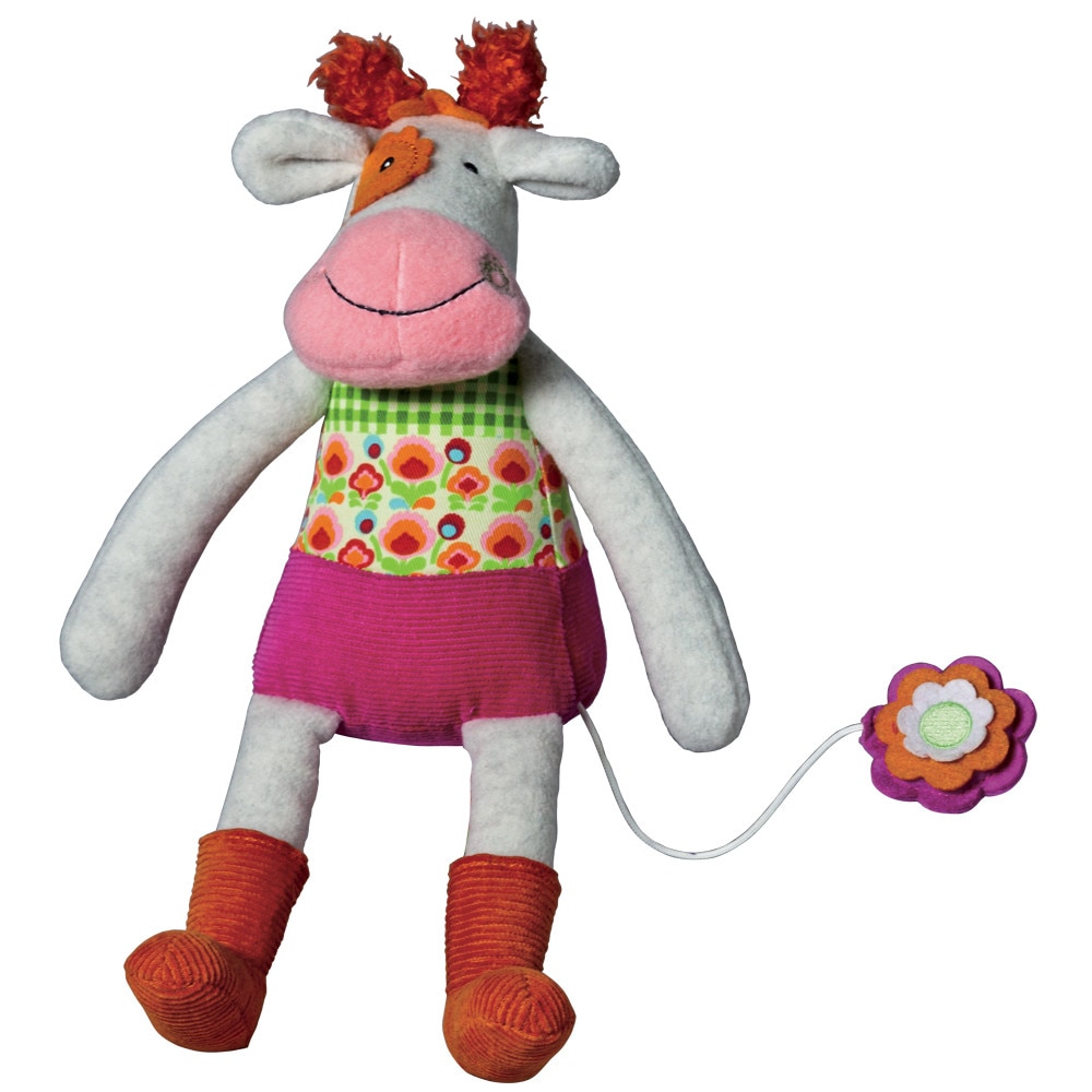 Jucarie muzicala vacuta Anemone, Ebulobo, multicolora, Ferma Vesela