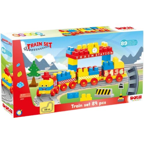 Set de constructii cu trenulet - 89 piese