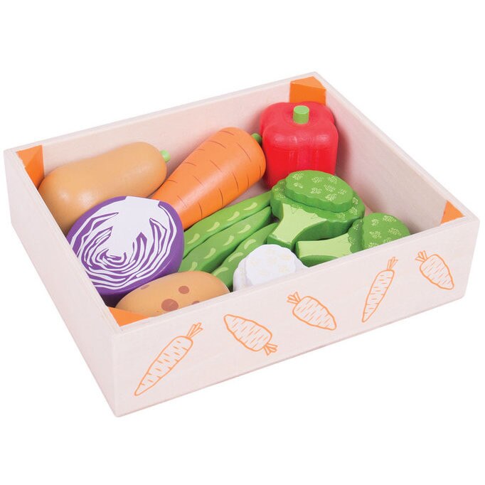 Set BigJigs cutiuta cu legume din lemn