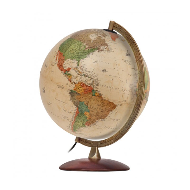 Glob Antiquus iluminat, 30 cm, harta politica cu efect antic