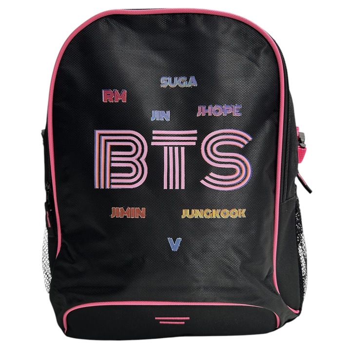 Ghiozdan scoala personalizat bts kpop members, negru, 33x44x18 cm