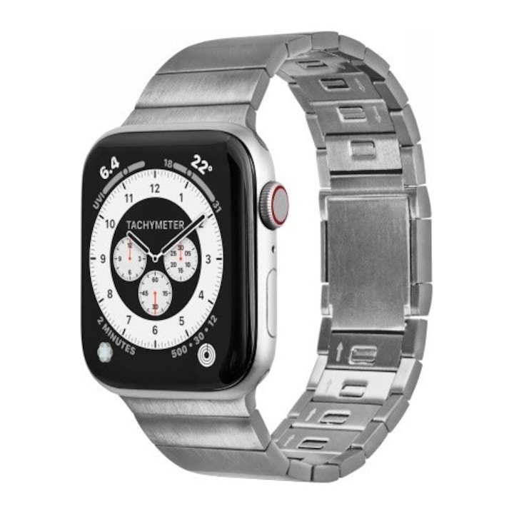 Fém szíj Apple Watch Lauthoz, rozsdamentes, ezüst, állítható, 42x44x45x49mm