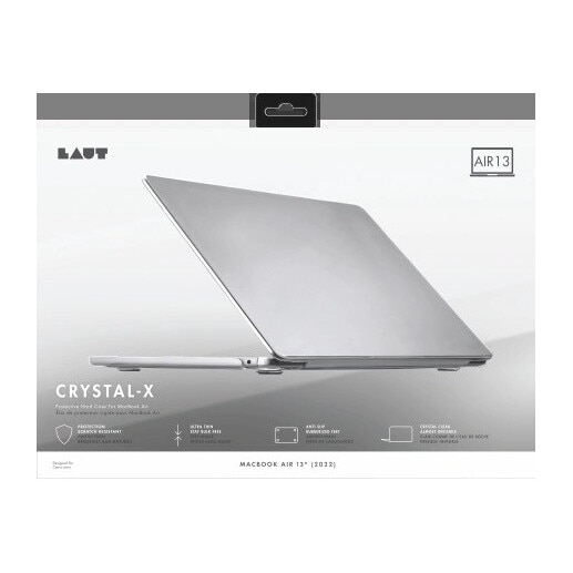 Carcasa de protectie LAUT Slim Crystal-X pentru MacBook Air 13" M2 2022/M3 2024, transparenta, subtire, 13"