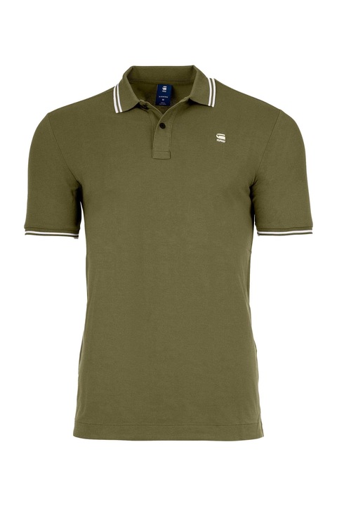 G-STAR, Слим тениска Dunda с яка, Тъмнозелен