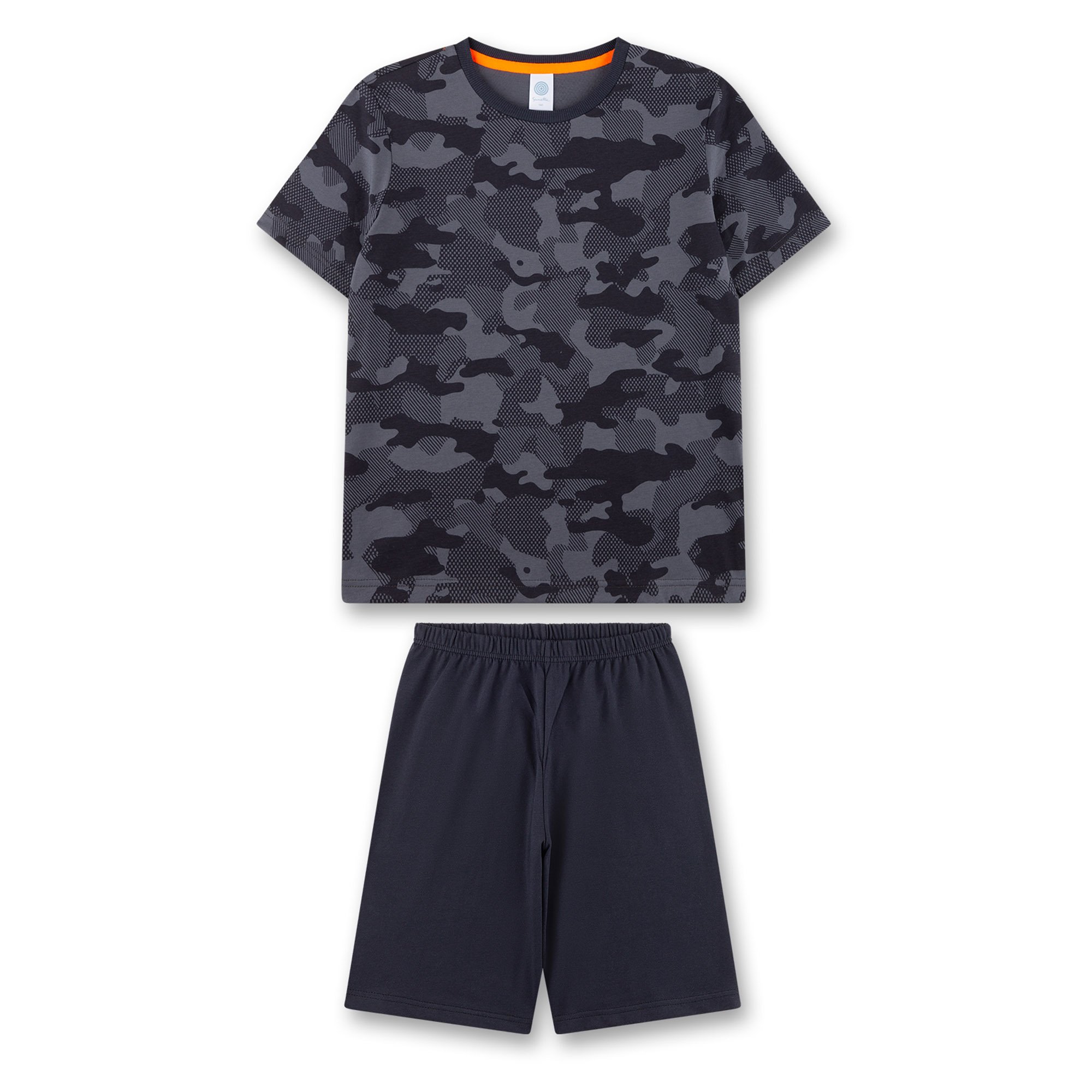 Sanetta, Pijama din bumbac cu maneci scurte, Negru, Gri, 164 CM