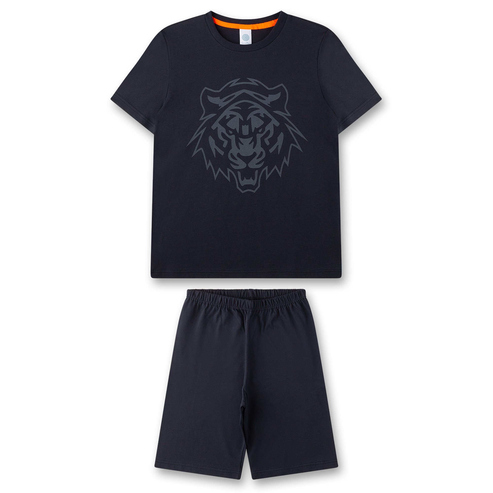 Sanetta, Pijama din bumbac cu decolteu la baza gatului, Albastru inchis, 164 CM