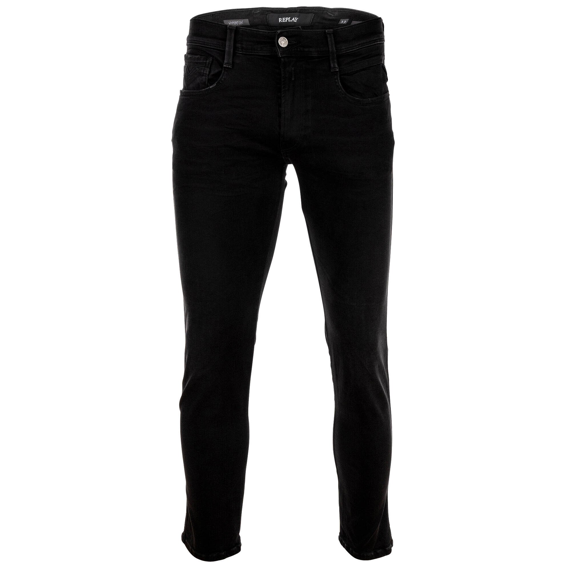 Replay, Blugi slim fit Anbass, Negru stins, W36-L32