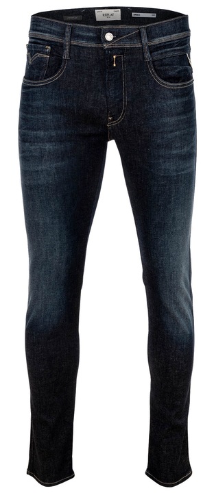 Replay, Blugi slim fit Anbass, Albastru inchis