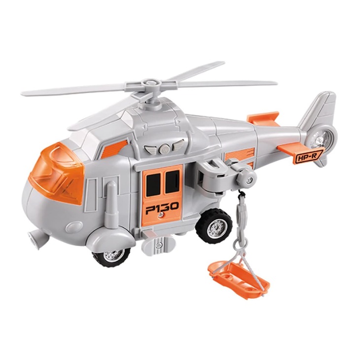 Elicopter mic pentru urgenta, GHEMOTOC®, cu frictiune, efecte luminoase si sonore, scara 1:20, gri