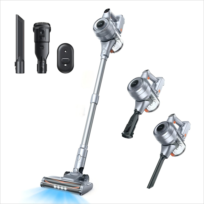 Aspirator Vertical Fara Fir ILIFE H80 – Putere de Aspiratie 21KPa, Filtrare in 5 Etape, Autonomie 40 Minute, Baterie Detasabila, Iluminare LED, Design 270° Flexibil, Alb