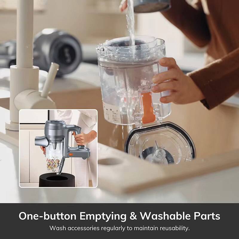 Aspirator Vertical Fara Fir ILIFE H80 – Putere de Aspiratie 21KPa, Filtrare in 5 Etape, Autonomie 40 Minute, Baterie Detasabila, Iluminare LED, Design 270° Flexibil, Alb