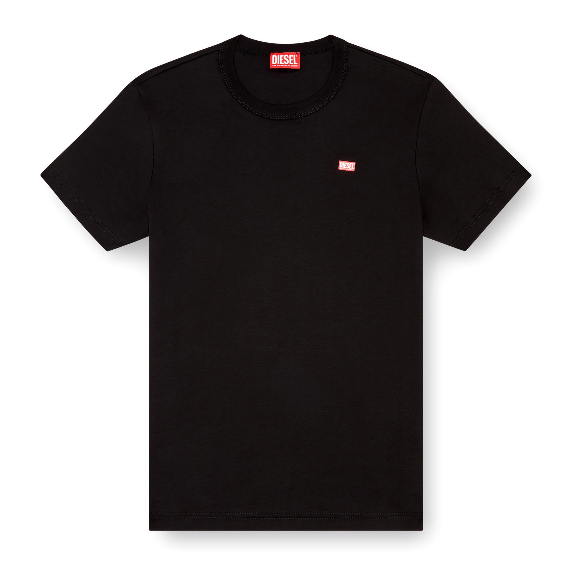 Diesel, Tricou cu decolteu la baza gatului si detaliu logo T-Miegor, Negru, 2XL