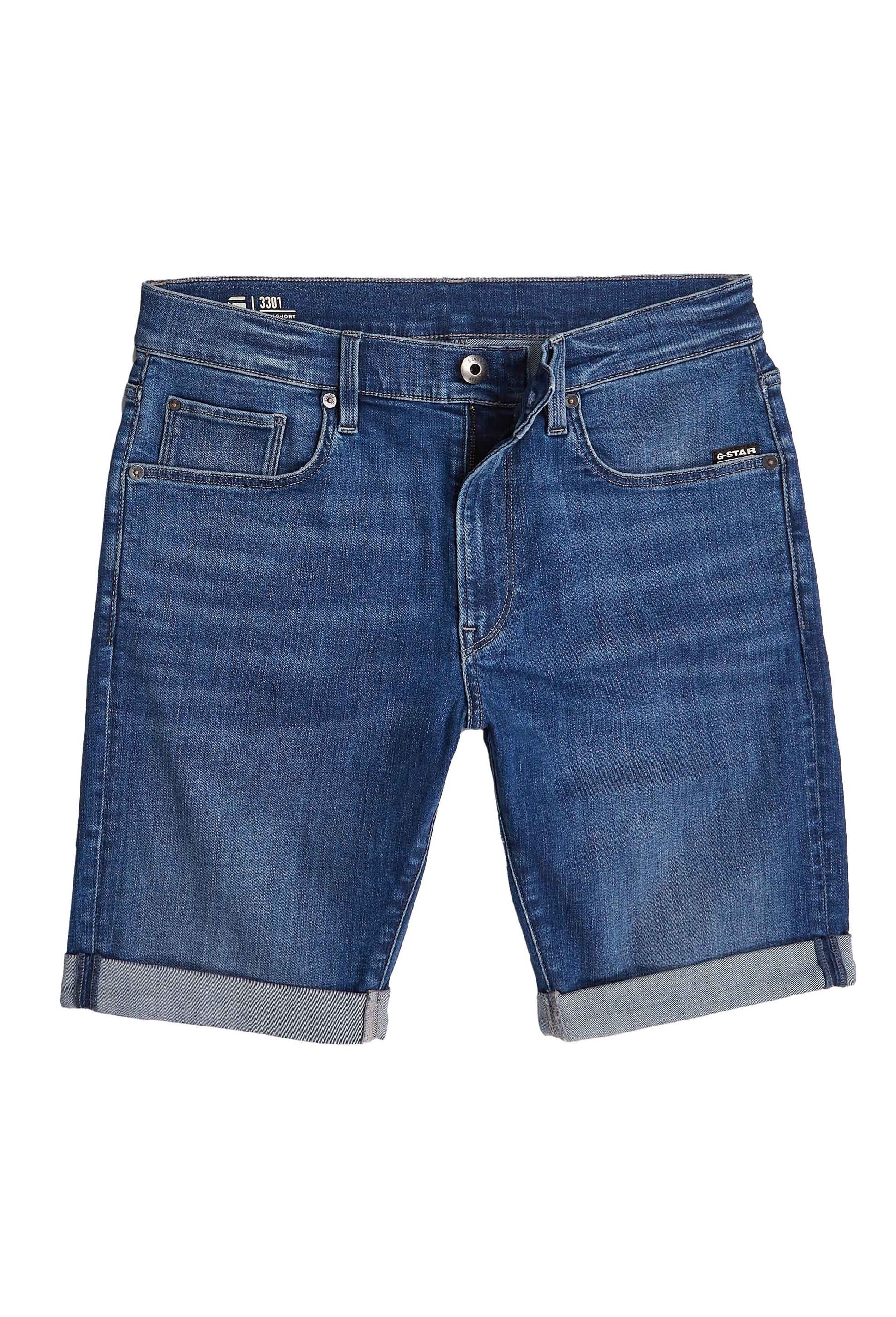 G-STAR, Pantaloni scurti slim-fit din denim Elto, Albastru, 30