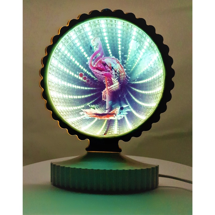 Lampa de veghe LED Flamingo, 17 cm, alb rece, alimentare USB
