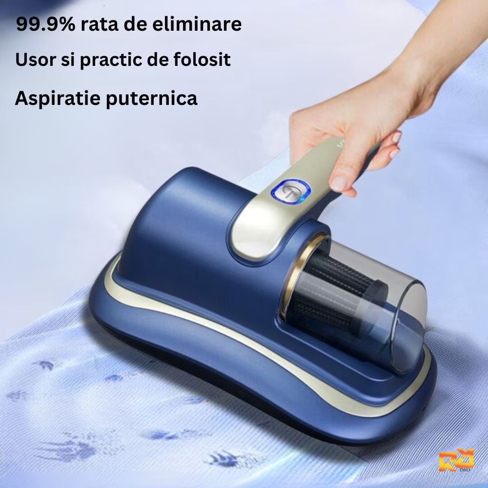 Aspirator antiacarieni DSD®, Portabil, Filtru Hepa, 100 W, Albastru