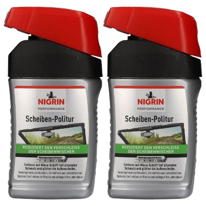 Pachet 2 x polish Nigrin Performance pentru zgarieturi suprafete sticla auto 300ml