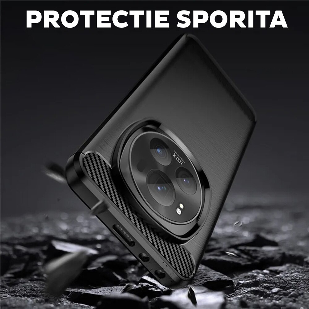 Husa pentru Honor Magic 7 Pro Daden Carbon Flexibila Antisoc, Hybrid Antisoc, Negru