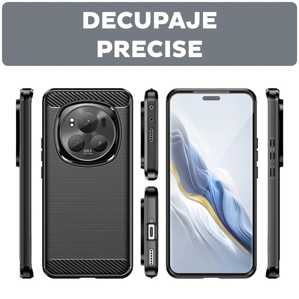 Husa pentru Honor Magic 7 Pro Daden Carbon Flexibila Antisoc, Hybrid Antisoc, Negru
