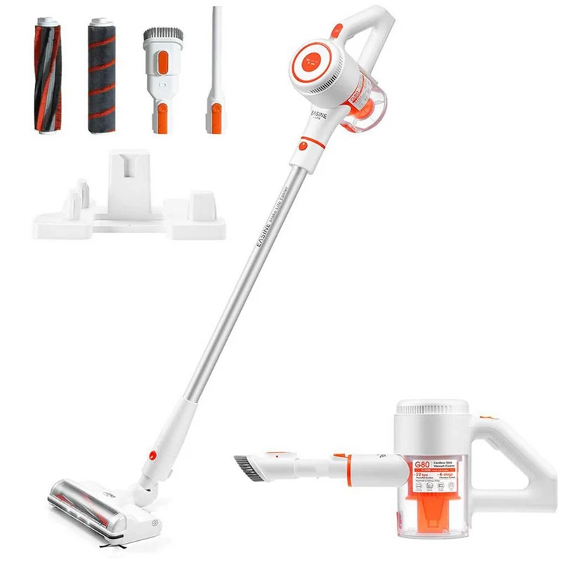 Aspirator Vertical Fara Fir G80 – Putere de Aspiratie 22KPa, Autonomie 45 de Minute, Motor Brushless, Perie Laterala Unica, Sistem de Filtrare in 4 Etape, Iluminare LED, Alb