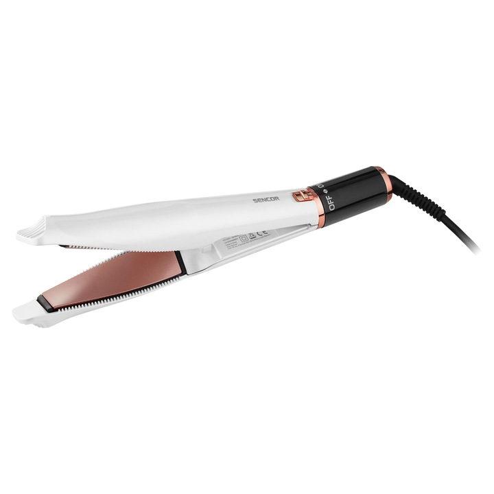 Sencor SHI 4600GD Hajvasaló és hajgöndörítő 2in1, 5 hőmérséklet fokozat, 145-230 °C, Fehér, Arany