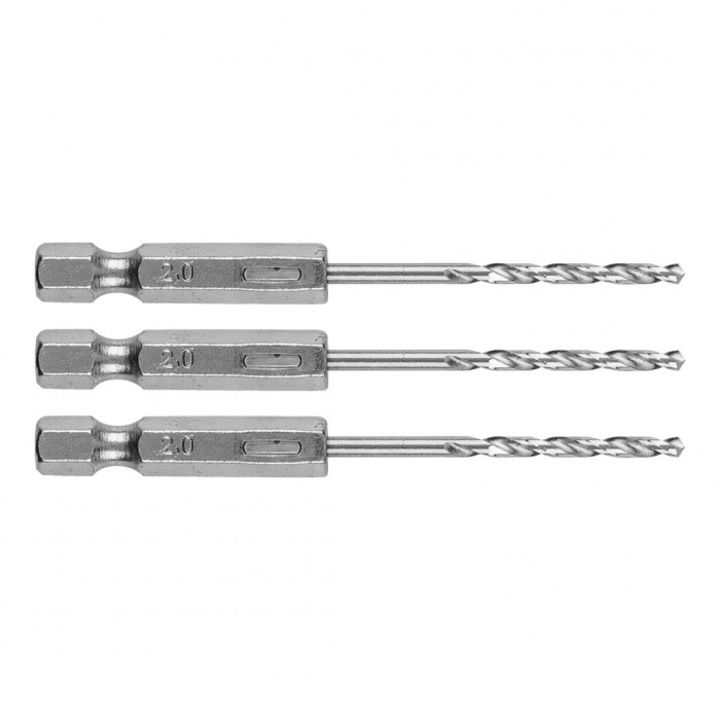Set 3 burghie metalice Graphite, 2.0mm, 69mm lungime totala, 24mm lungime de lucru