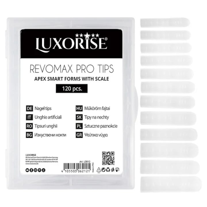 Tipsuri Reutilizabile REVOMAX PRO TIPS LUXORISE Flexible Apex pentru Polygel si gel, 120 buc