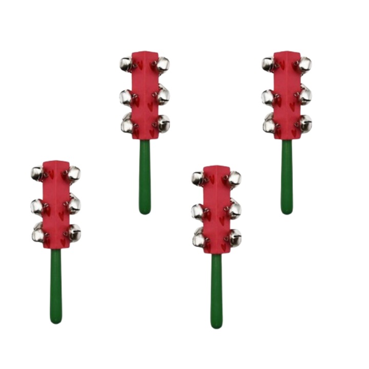 4 db-os fa csörgő készlet fém csengettyűvel