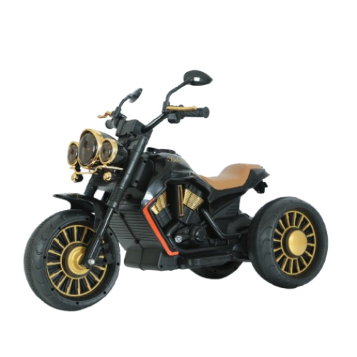 Motocicleta electrica cu 3 roti Kinderauto BJDL2388 2x 35W 6V cu teleomanda, culoare negra