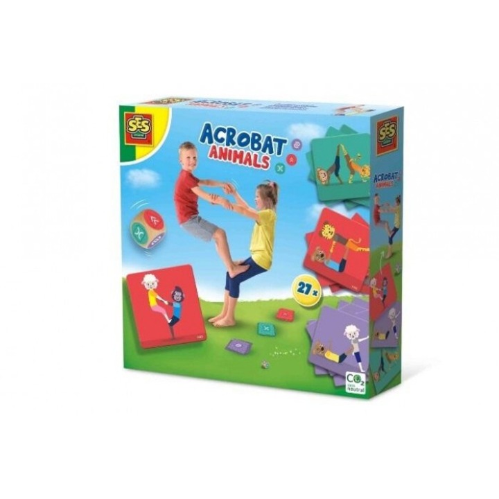 Joc de societate SES, Acrobat Animals, 27 carti, pentru copii 5+