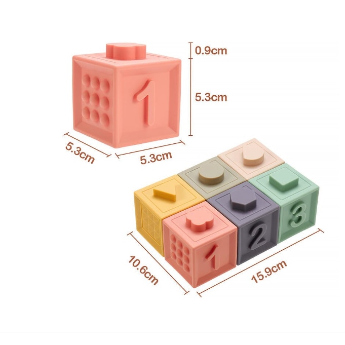 Set 12 Cuburi din Silicon Mole, Educative, Interactive, 6 Fete Diferite ...