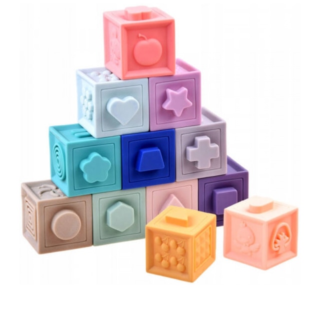 Set 12 Cuburi din Silicon Mole, Educative, Interactive, 6 Fete Diferite ...