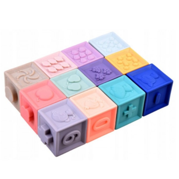 Set 12 Cuburi din Silicon Mole, Educative, Interactive, 6 Fete Diferite ...