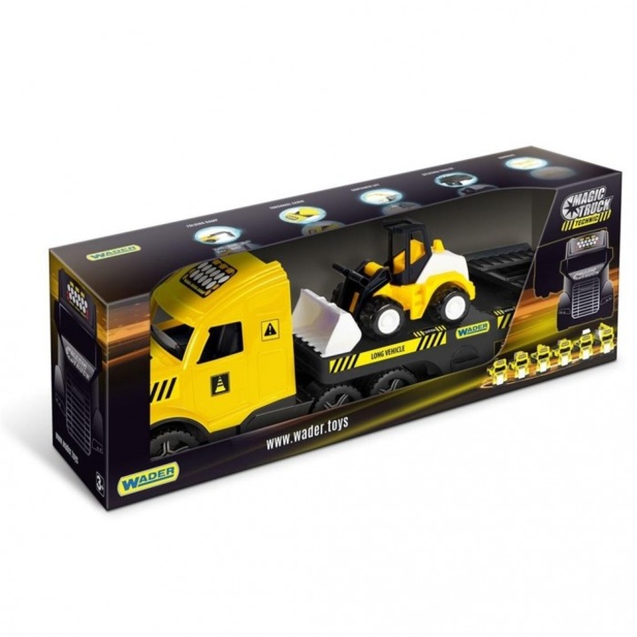 Magic Truck Technic Camion de remorcare cu buldozer, Wader, 3+