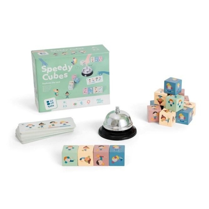 Мемори игра, BS Toys, 16 кубчета, 1 звънче, многоцветни