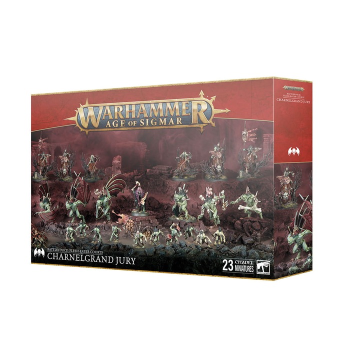 Семейна игра Warhammer Age of Sigmar Game Expansion Charnelgrand Jury Flesh-Eater Courts Battleforce Games Workshop 23 модела за изграждане Сиво