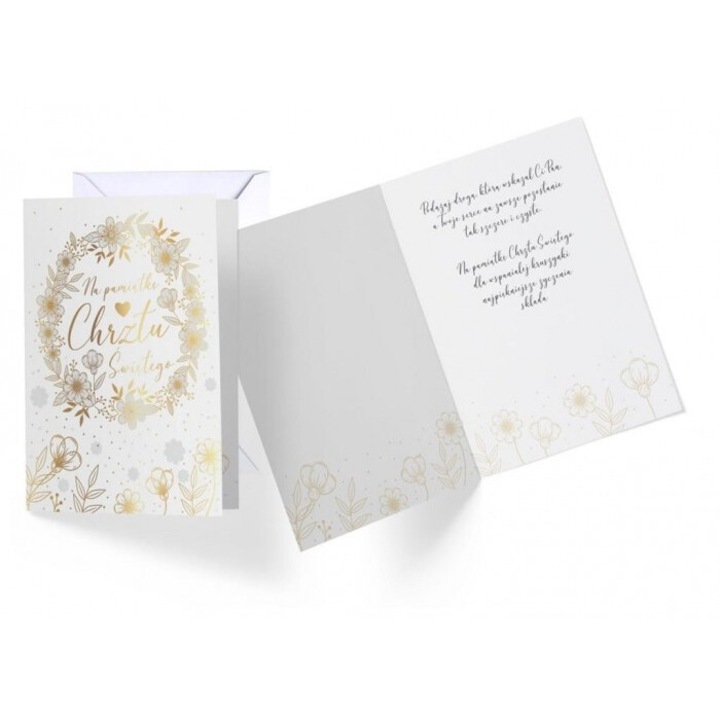 Felicitare Karnet V-022 Keresztelő, Kukartka, 140x190mm, holografikus fólia, kívánságszöveggel