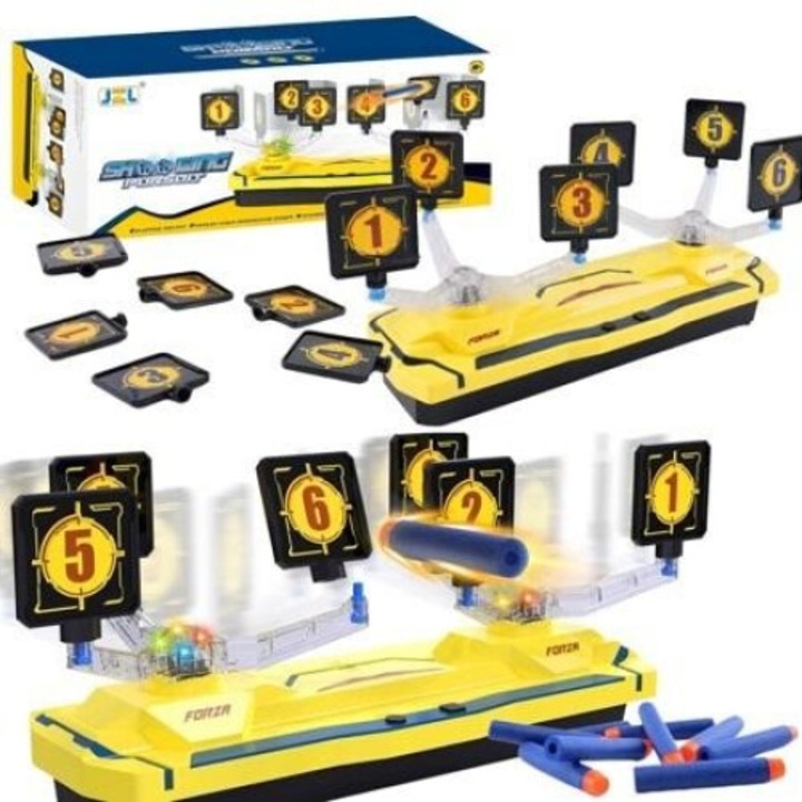 Elektromos forgó céltábla készlet 6 céllal és 20 puha lövedékkel, Maksik, 128x315mm