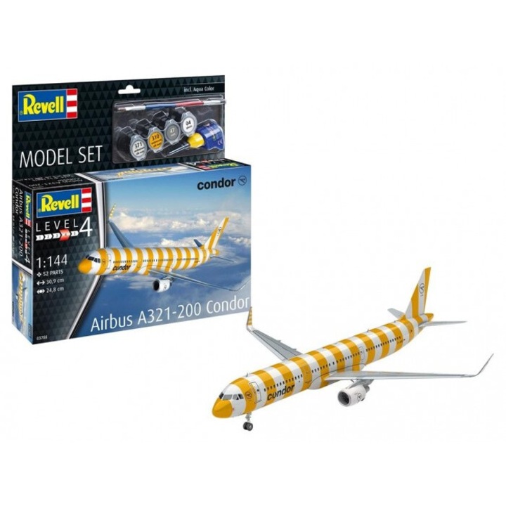 Комплект модел Airbus A321-200 Condor, Revell, 1:144, реалистични детайли, 384x365 mm