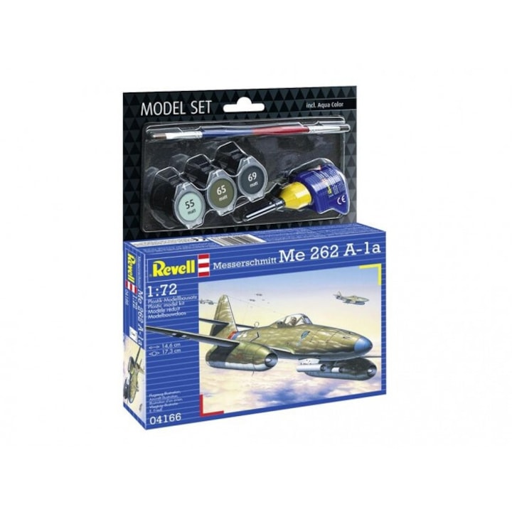 Set model Messerschmitt Me 262 A-1a, Revell, 1:72, cu vopsele, adeziv, 274x210mm