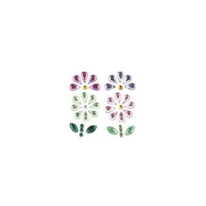 8 darabos körömdísz készlet, titán, öntapadós, virágok, többszínű, 13x21mm