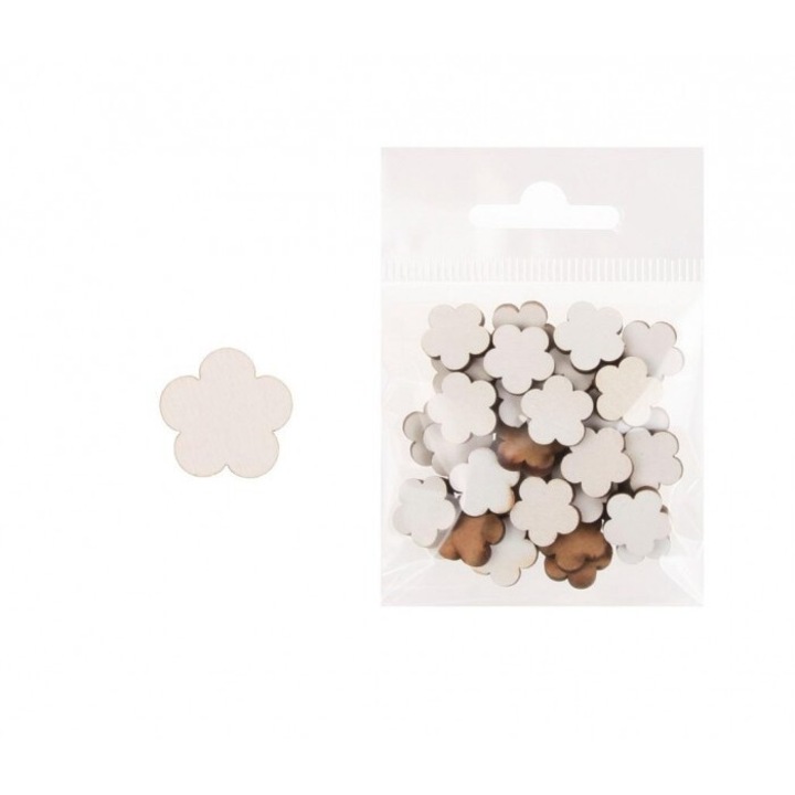 Dekoratív készlet kis fa virágokból 36 db, Cresco, 15mm, 130x70mm