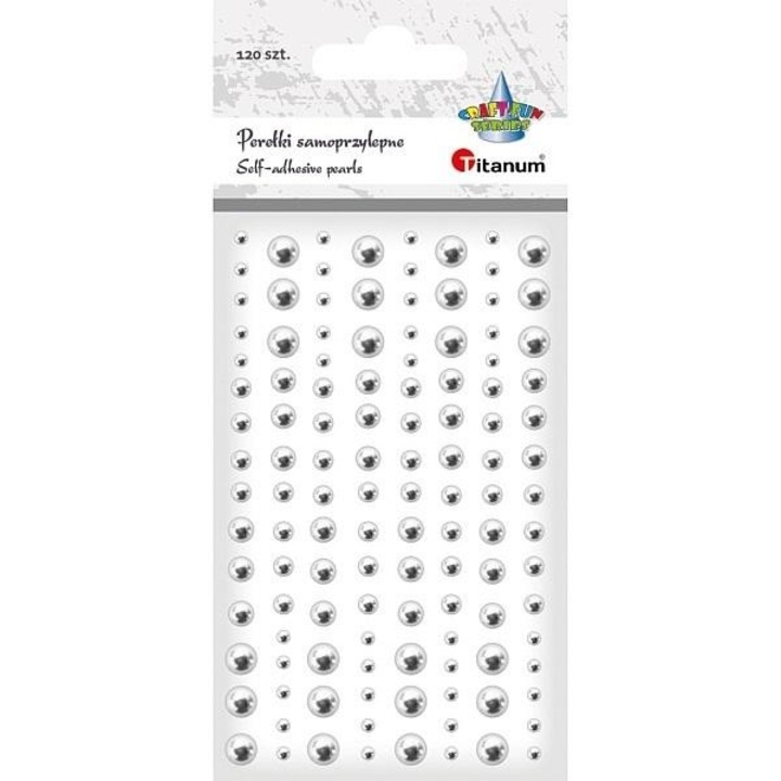 120 darabos öntapadós gyöngykészlet, Titán, Ezüst