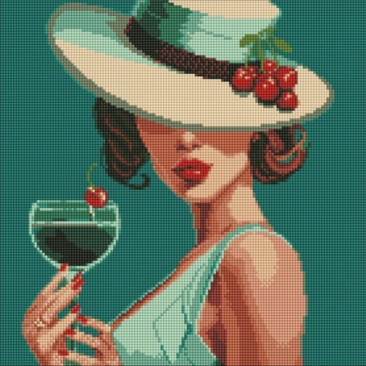 Set mozaic de broderie cu diamante, fara rama, Ideyka, Blue curacao, 40x50cm