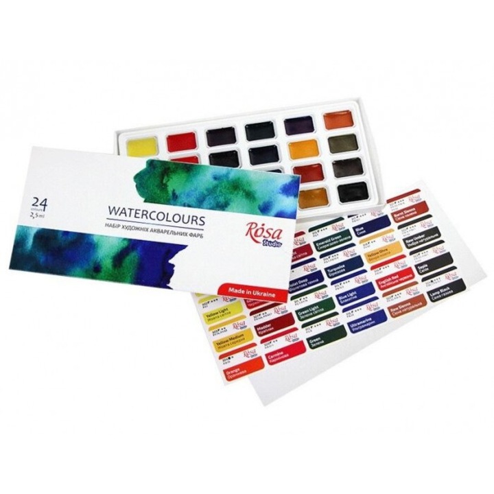 Set Acuarele, Rosa, 24 Culori, 2.5 ml, 230 x 110 mm, Multicolor